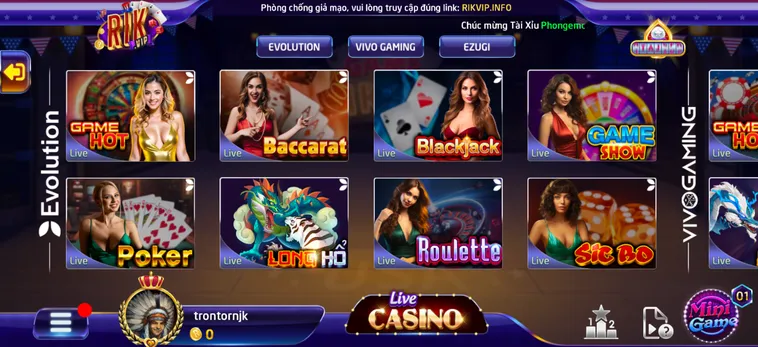 Trải Nghiệm Đẳng Cấp Casino Online RikVip Với Không Khí Sòng Bạc Thật Ngay Tại Nhà